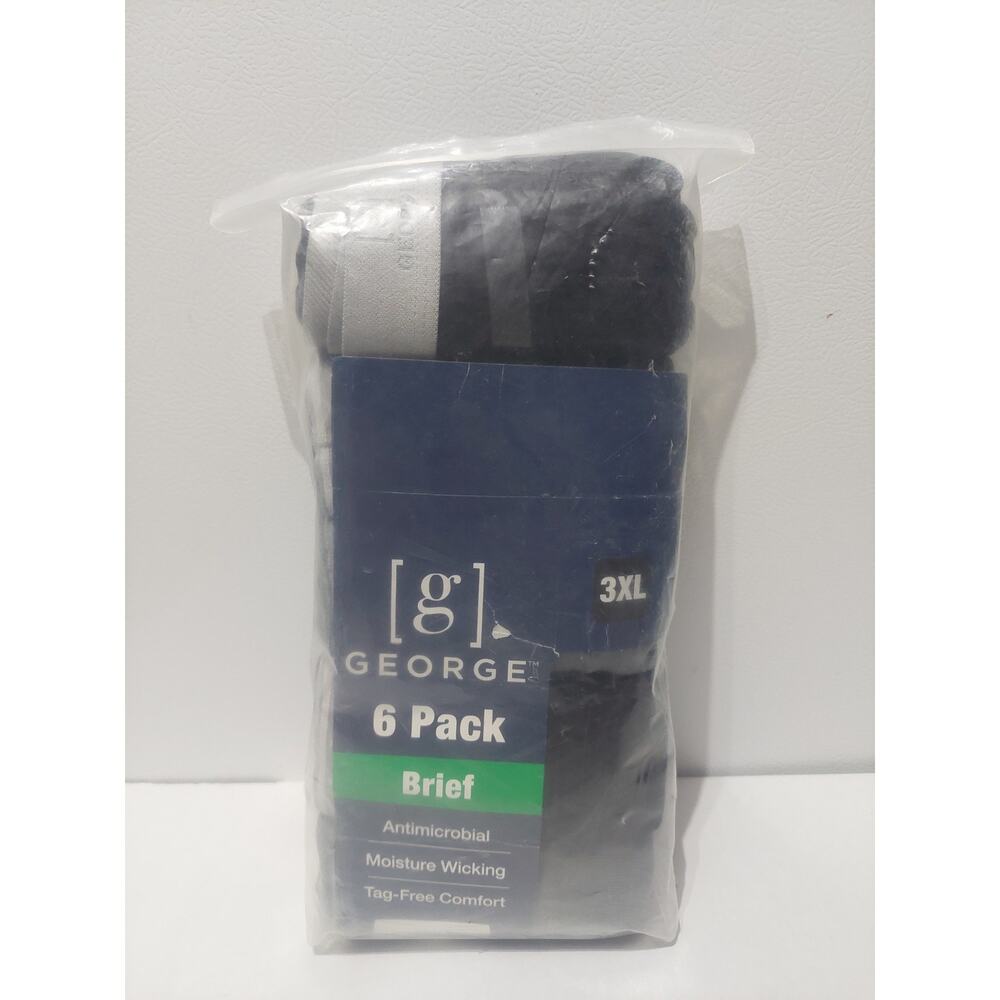 George Briefs Mens 3XL 6 Pack Gray Black Moisture Wicking Antimicrobial Tag Free